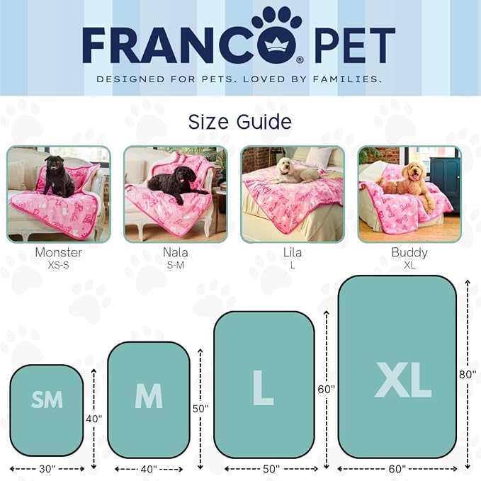 Franco Pet Barbie Super Soft Cozy Waterproof Sherpa-Backed Blanket Throw - Image 3