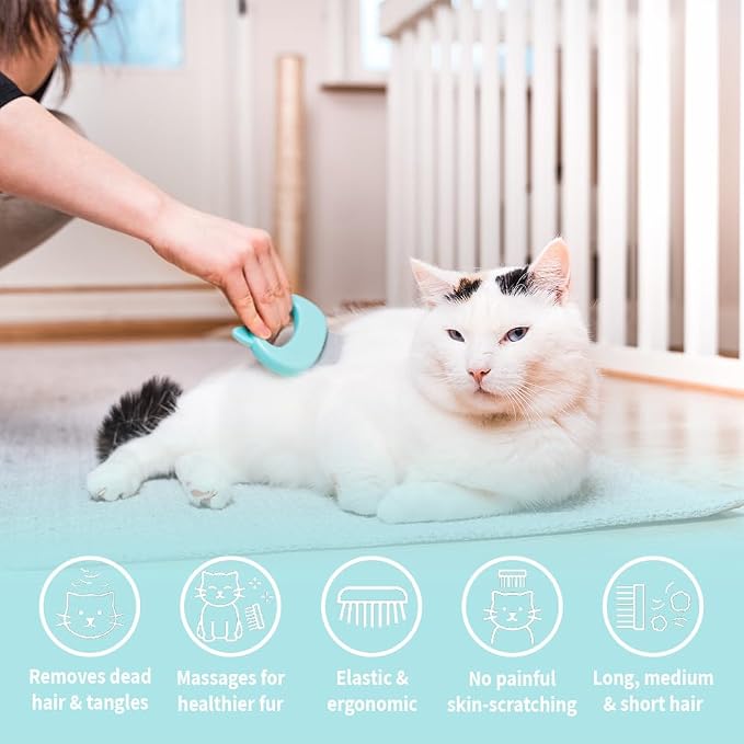 Leo's Paw The Original Pet Hair Removal Massaging Shell Comb Soft Deshedding - Image 2