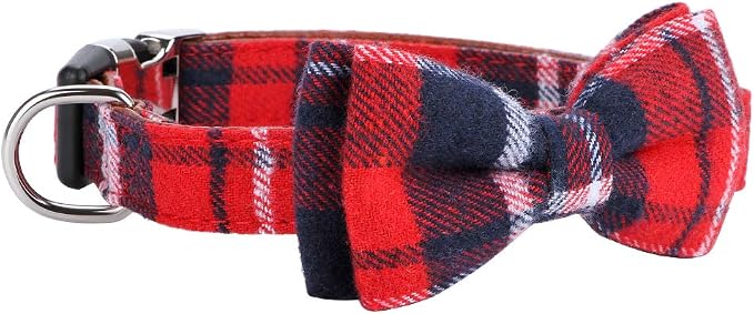 Faleela Soft &Comfy Christmas Bowtie Dog Collar, Detachable and Adjustable Bow - Image 3