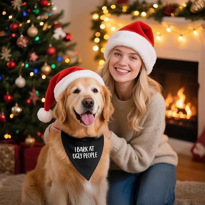 I Bark at Ugly People Black Dog Bandana, Funny Pet Scarf Accessories Decoration - Image 5