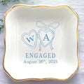 Personalized Locket Wedding Ring Dish, Custom Initial Engaged Rings Holder by Anniversaree
