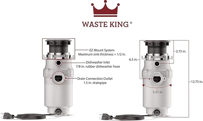 Waste King Garbage Disposal for Kitchen Sink - Image 4