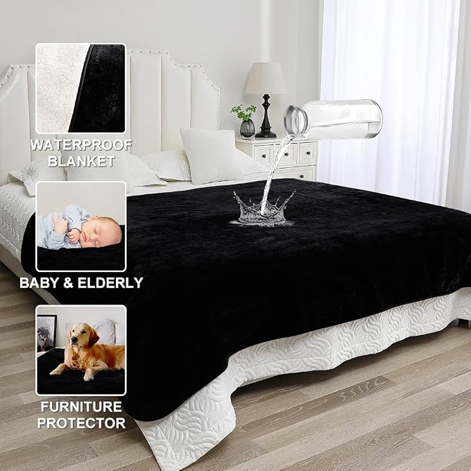 Waterproof Blanket for Couples – Ideal for Couch & Bed Splash Proof Sherpa Throw - Image 2