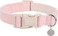 DOGWONG Cotton Hemp Dog Collar, Heavy-Duty Pink Dog Collar Adjustable Soft by DOGWONG
