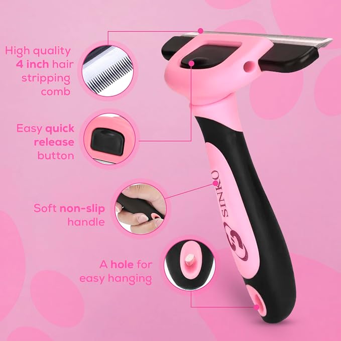 Sinko Deshedding Tool for Dogs & Cats, Pet Grooming Brush, Skin Friendly - Image 7