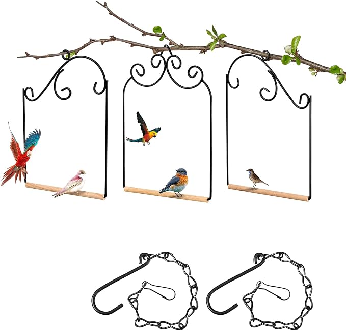 3 Pcs Hummingbird Swings and Perches Wild Bird Swing Metal Frame - Image 2