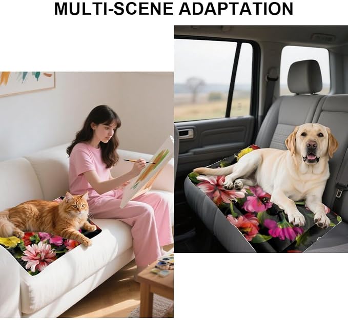 Pink Flowers Pet Sleeping Pad Cat Cushion Pad Pet Beds - Image 5