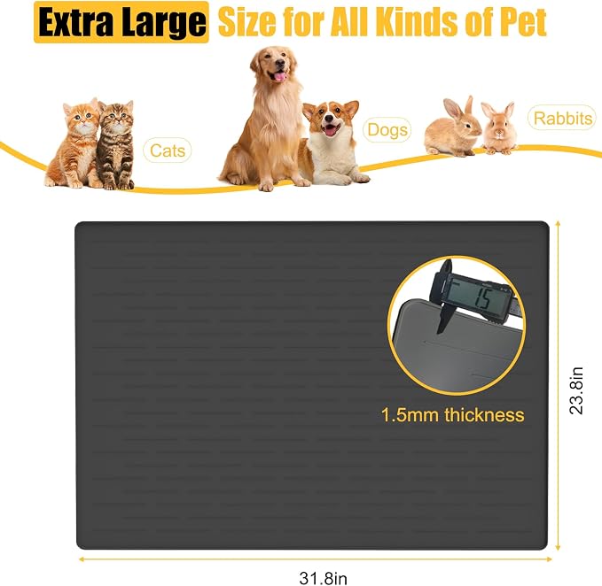 31.8"x23.8" Large Dog Mat for Food and Water, XL Silicone Pet Feeding Mats - Image 2