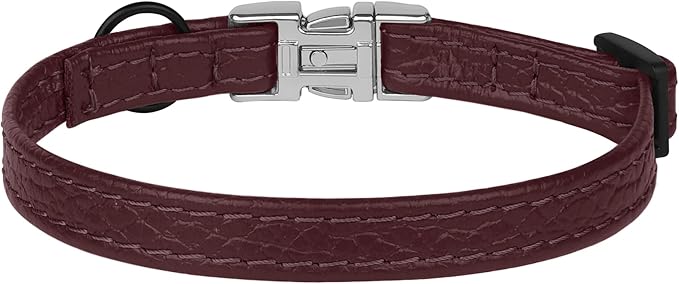 Leather Cat Collar with Buckle and Removable Bell - Image 9