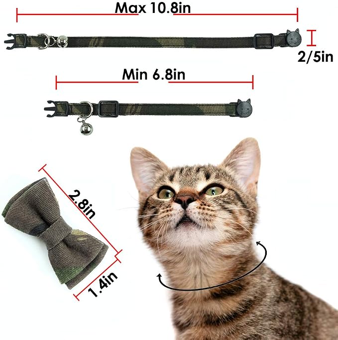 Cat Collar Bowtie with Bell, Quick Release Buckle Safety and Durable Kitties - Image 6