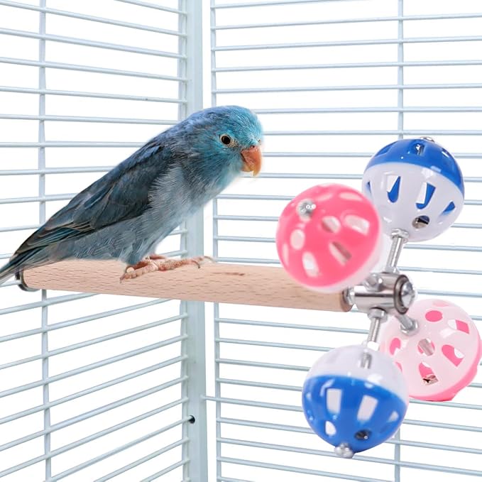 Bird Stand Perch Toy with Rotating Balls, Parakeet Stand Perch Toy - Image 3