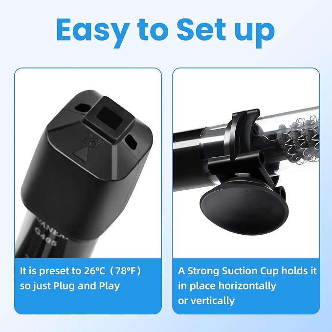 AQUANEAT Aquarium Heater, 25W Small Betta Fish Tank Heater, Mini Preset Water - Image 6