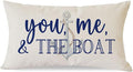 PANDICORN Lake Throw Pillow Cover 12x20 Inch Blue Words You Me and The Boat by PANDICORN