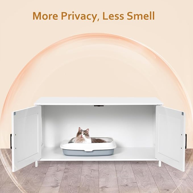 Homhedy 39.4" L Cat Litter Box Enclosure, Pet House - Image 2