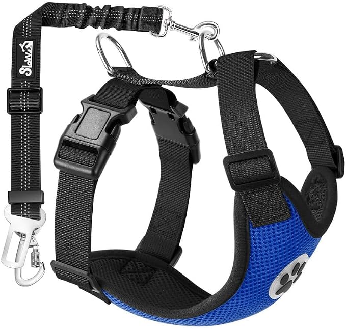 SlowTon Dog Seat Belt Harness for Car, Dog Car Harness Adjustable Mesh by SlowTon