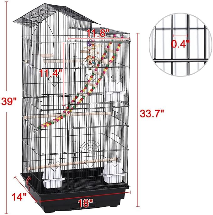 Yaheetech 39-inch Roof Top Large Flight Parrot Bird Cage - Image 3