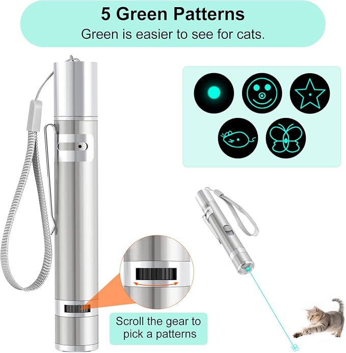 TBTeek Cat Toy, Unique Green Light, 7-in-1 Modes, 5 Fun Patterns, USB Charging - Image 4
