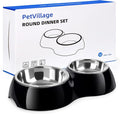 Double Dog Bowls Set – Non-Slip Pet Food & Water Dishes by Petvillage