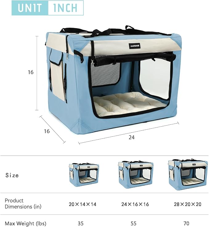 Large Cat Carrier Collapsible Travel Dog Crate Portable Soft-Sided Pet Kennel - Image 5