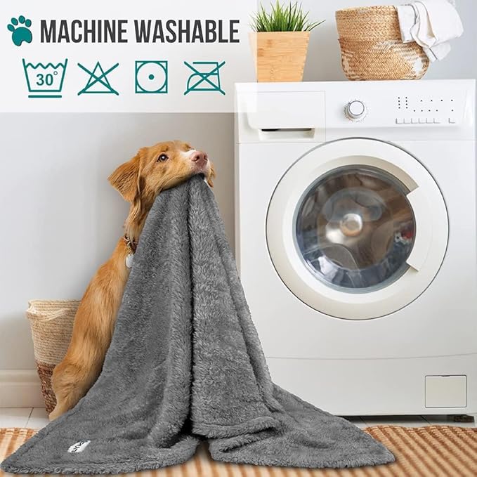 PetAmi Dog Blanket for Large Dogs Grey, Fluffy Soft Sherpa Fleece for Puppy - Image 6