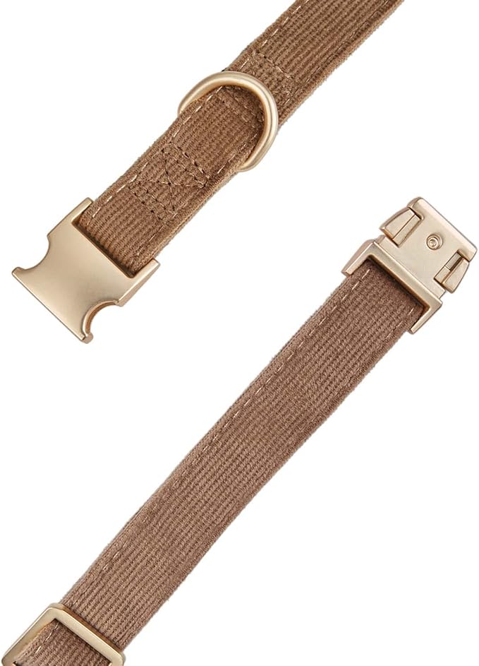 Soft Cotton Dog Collar with Metal Buckle Adjustable Heavy Duty Comfy Corduroy - Image 4