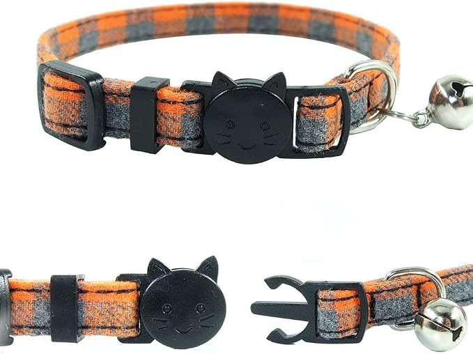 Cat Collars Breakaway with Bell and Bow Tie, Plaid Design Adjustable Safety - Image 5