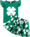 Girls Skirt Set 2 Piece Outfit Toddler Summer Clothes Ruffle Sleeve T-Shirt Bow by zarmfly