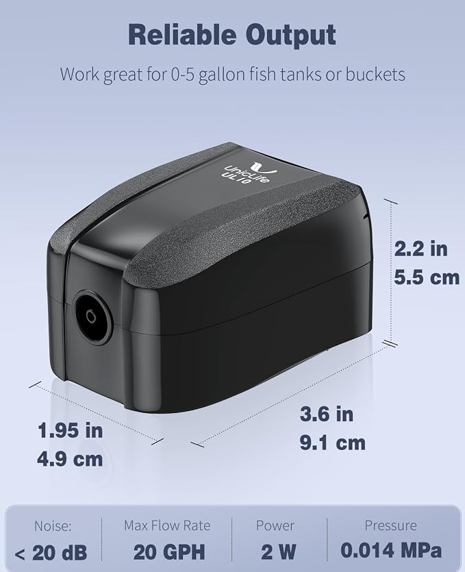 Uniclife Aquarium Air Pump Dual Outlet Fish Tank Aerator - Image 5