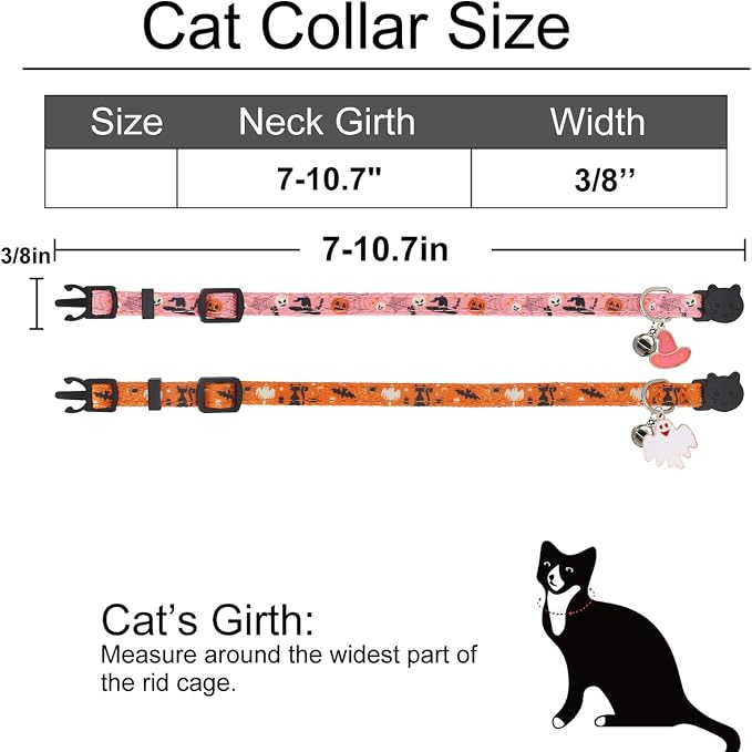 Halloween Cat Collar, Cotton 2 Pack Cat Collar - Image 3