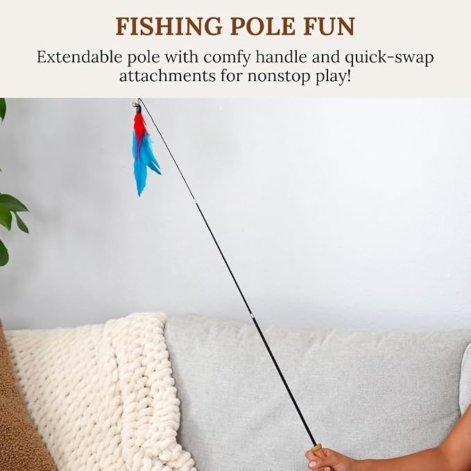 Cat Toys Set Cat Fishing Pole Retractable Wand Suction Cup & Hanging Teaser Wand - Image 7