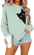 FRYAID Cat Sweatshirt Women Funny Black Cat Graphic Sweater Casual Cat Crewneck by FRYAID