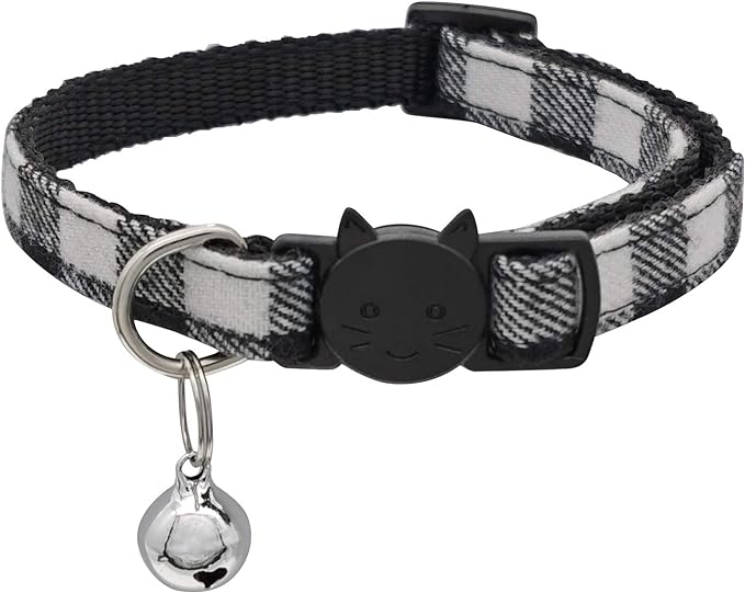 MJIYA Cat Collar with Bell, Breakaway Grid Collar with Plastic Buckle, Light by MJIYA