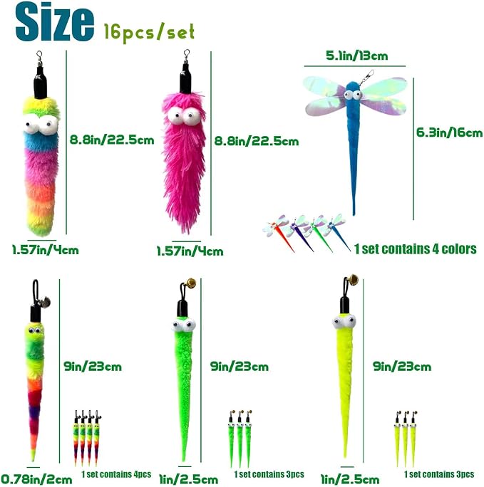Cat Worm Teaser Toys Wand Attachments Fishing Pole Toy Refill - Image 2