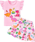 Girls Skirt Set 2 Piece Outfit Toddler Summer Clothes Ruffle Sleeve T-Shirt Bow by zarmfly