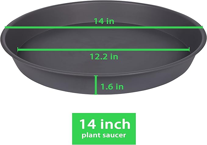 4 Pack of 13 14 inch Plant Saucer, Heavy Duty Plastic Plant Drip Trays 14" Round - Image 2
