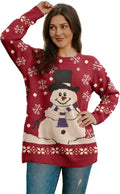 YESNO Women Christmas Sweater Graphic Printed Oversized Pullover Sweaters by YESNO