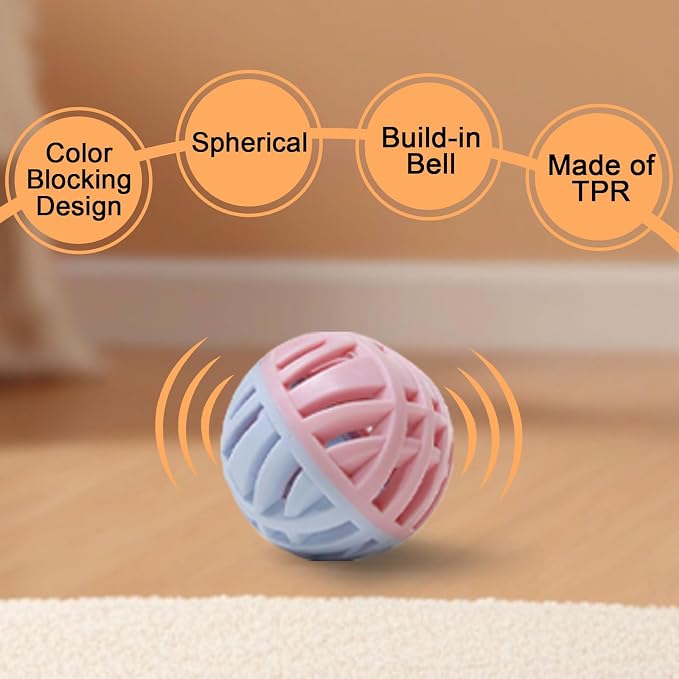 Rubber Cat Toy Balls with Inside Bell, Soft TPR Interactive Cat Ball Toys - Image 3