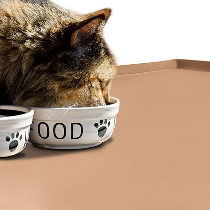 Dog Food Mat, Silicone Waterproof Food Tray, Non Slip Pet Bowl Mats Placemat - Image 6