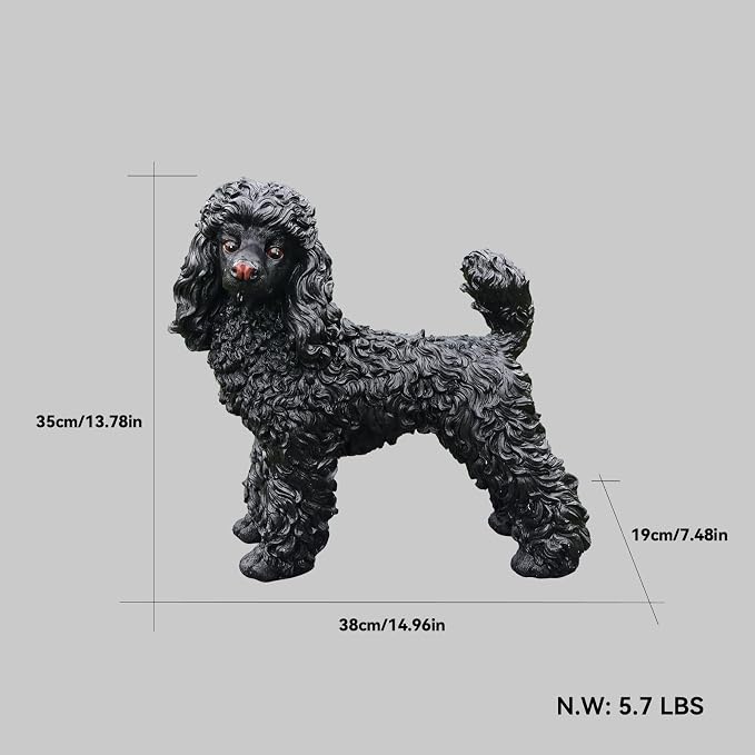 Poodle Statue Outdoor Decorations – Outdoor Dog Statue Standing Black Poodle - Image 2