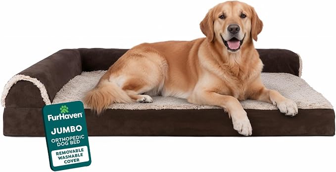 FurHaven Orthopedic Dog Bed for Large Dogs, L-Shaped Chaise Mattress by FurHaven