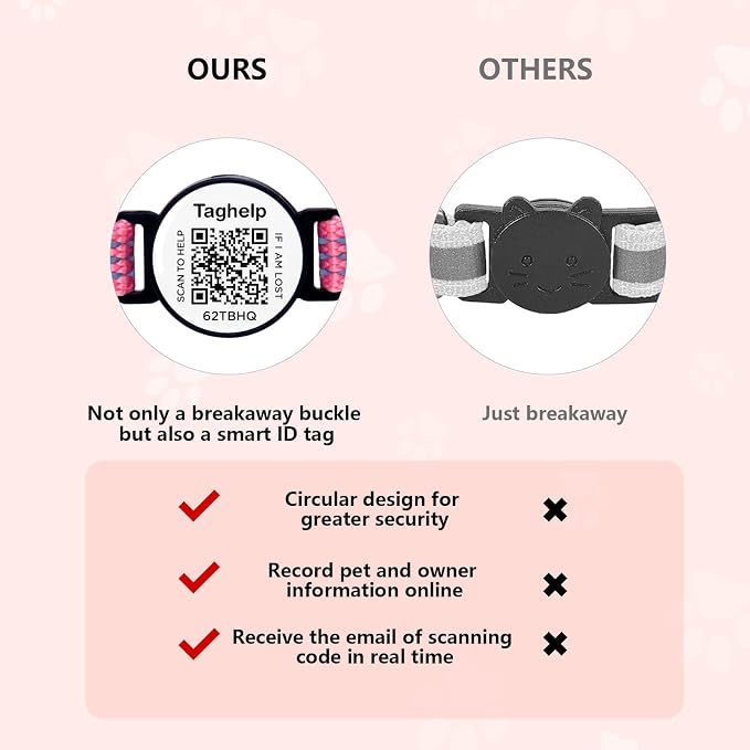 Reflective AirTag Cat Collar Breakaway, TAGHELP GPS Cat Collar - Image 7