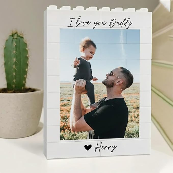 NAZENTI Custom Daddy and Me Brick Photo Block gifts by Nazenti