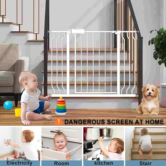 Safety Baby Gates for Doorway Stairs 43.5-48 Inch Extra Wide Child Gate for Kid - Image 8