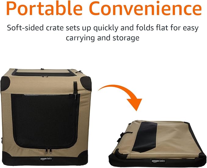 Amazon Basics Portable Folding Soft Dog Crate, Double Door, Collapsible Travel - Image 6