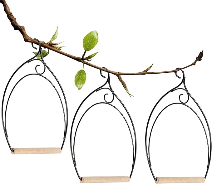 winemana Set of 3 Hummingbird Swings, Rust Resistant Metal Frame, Wooden Dowel - Image 2