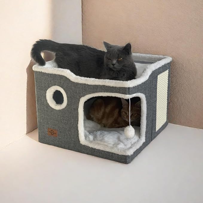 Cat Bed for Indoor Cats, Covered Cat Cave House & Furniture - Image 7