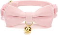 Soft Corduroy Cat Collar with Bell and Bowtie, Safety Breakaway Clasp, by Petiry