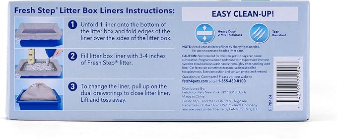 Fresh Step Jumbo Drawstring Cat Litter Box Liners, Unscented Heavy Duty Kitty - Image 6