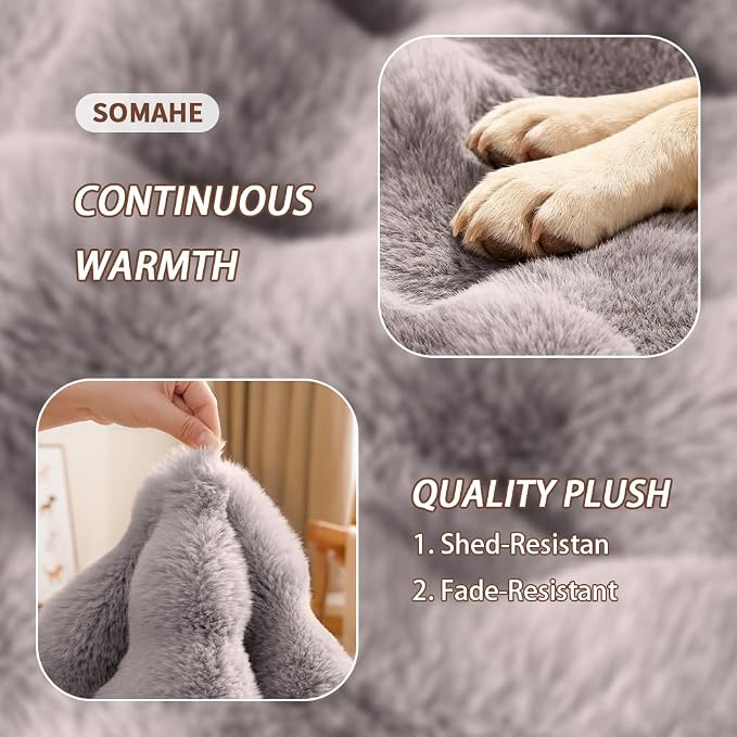 Self-Warming Dog Bed, Plush Faux Fur Mat - Image 7