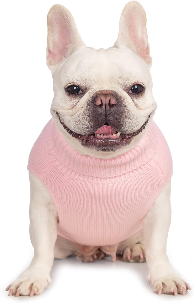 Cat Sweater, Acrylic Turtleneck Sleeveless, Light Pink - Image 7